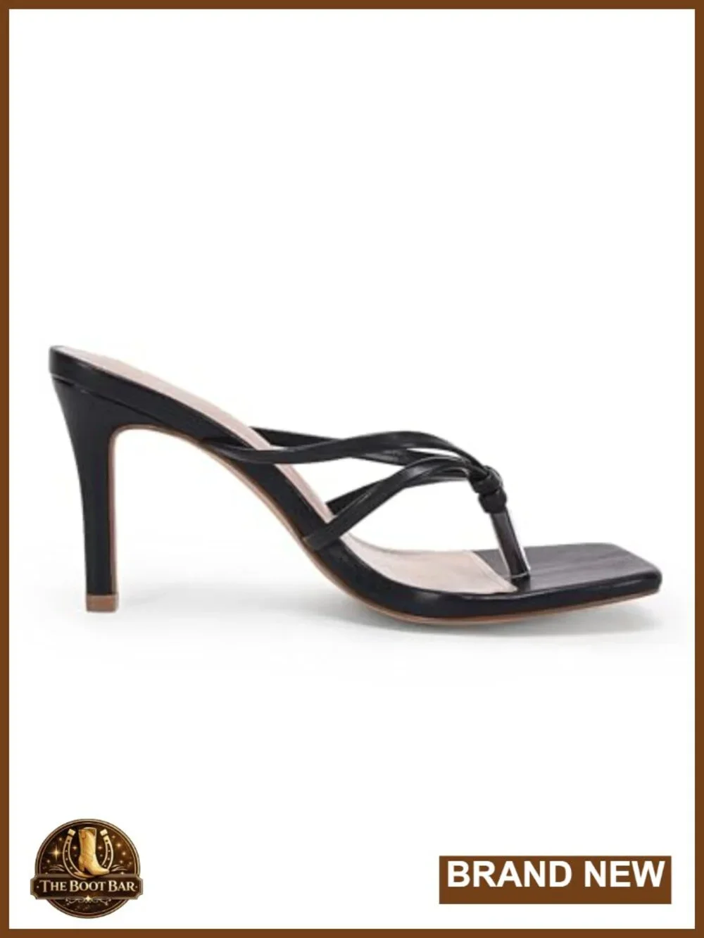 Strappy Square Toe Heeled Sandals Women's Slip On Thong Stiletto Pumps